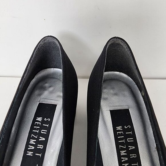 Stuart Weitzman Dressy Black Satin Block Heel with Rhinestons, Women's 7.5 AAA - Picture 9 of 16